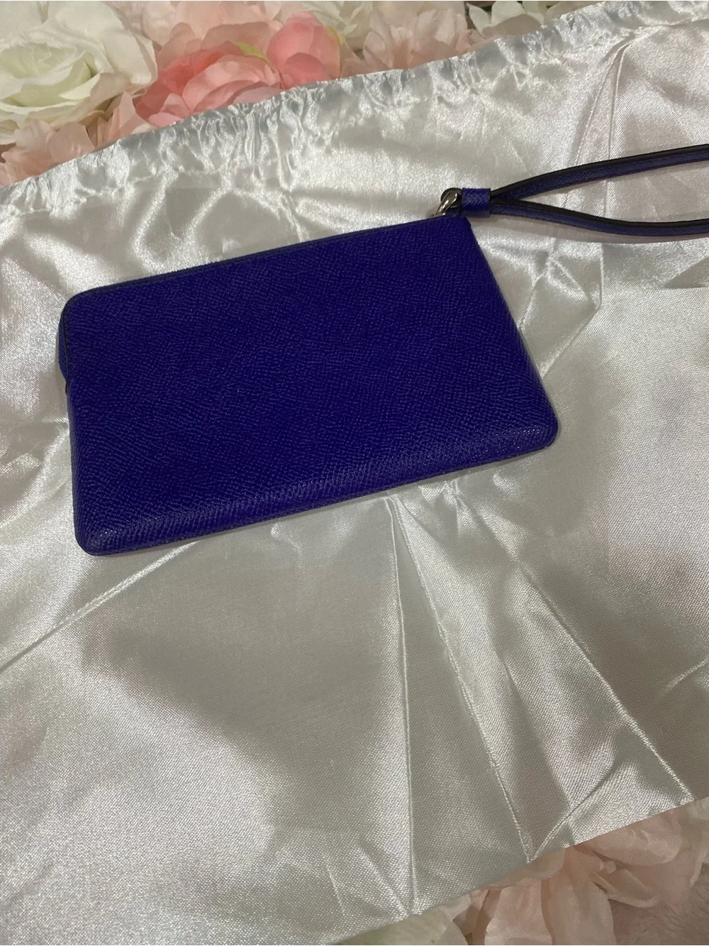 Coach Purple Leather Wristlet with Silver Hardware